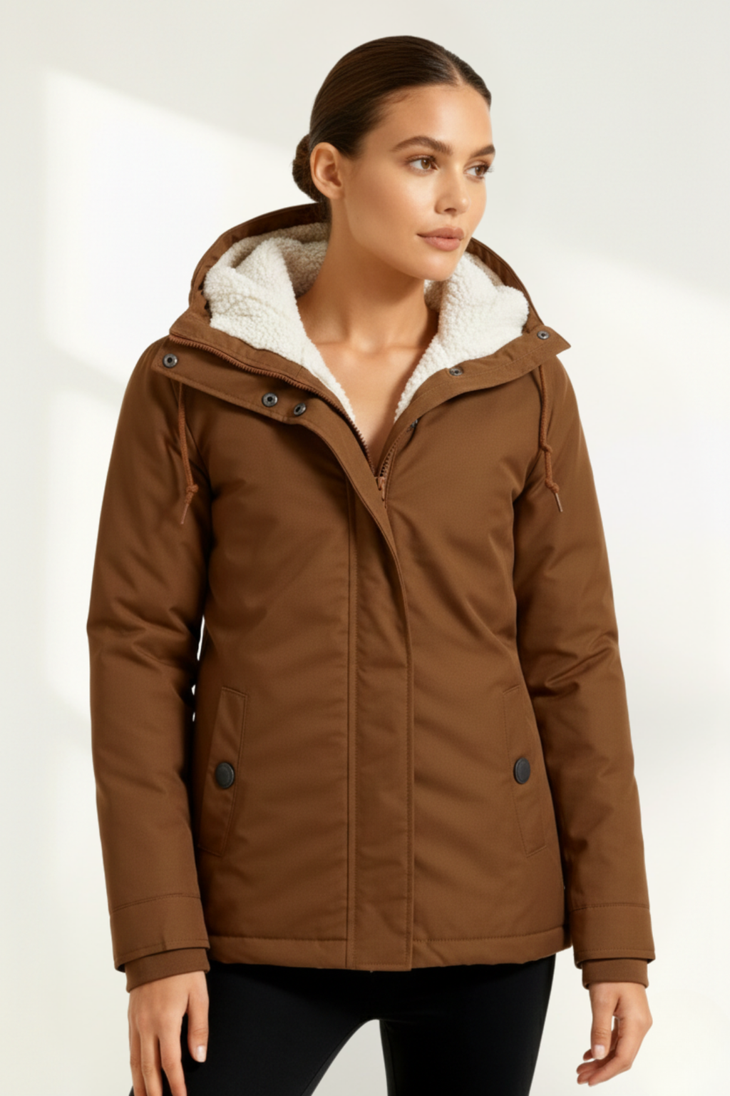 Abrigo de mujer con capucha ajustable