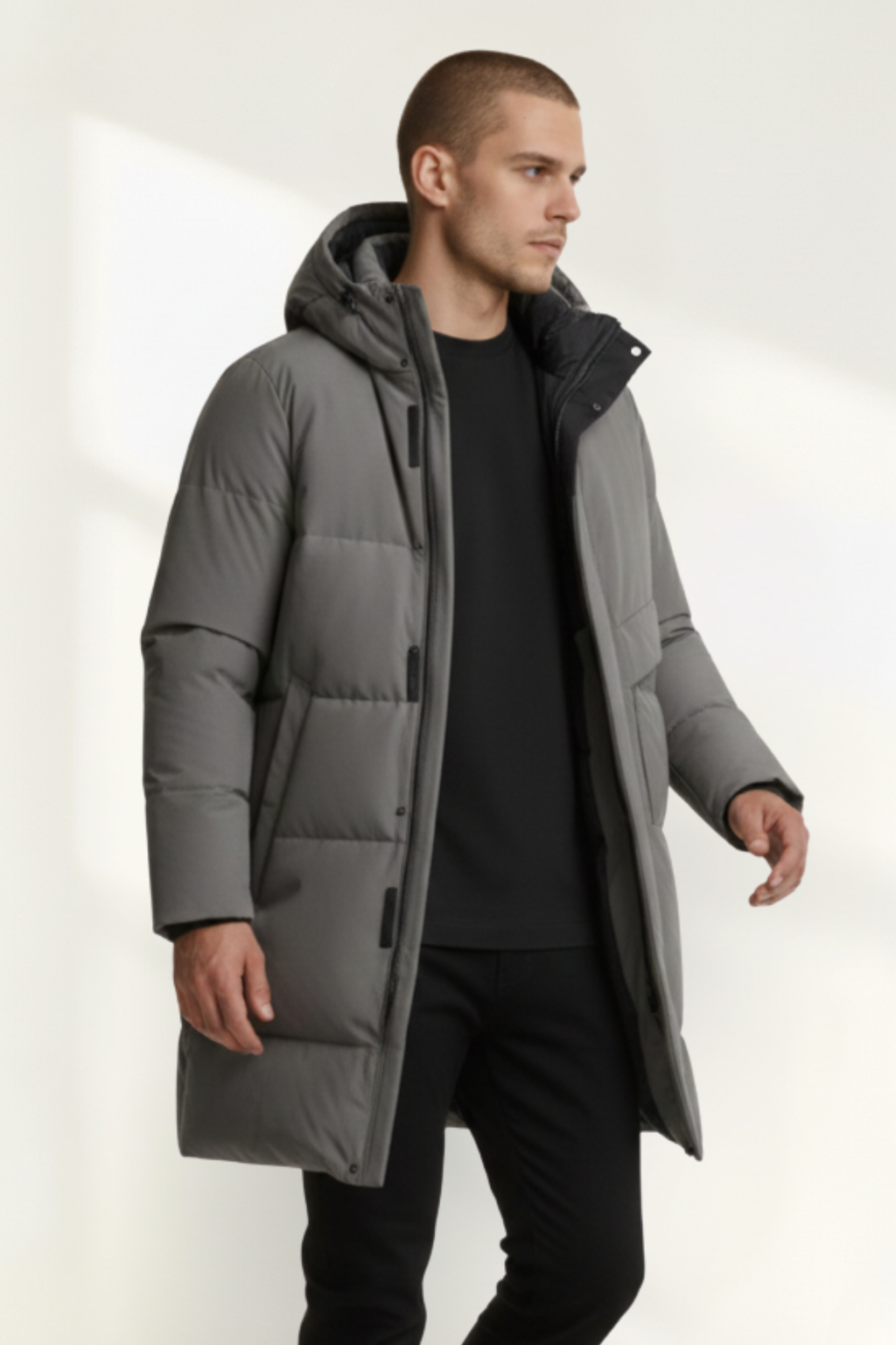 Abrigo largo hombre con capucha
