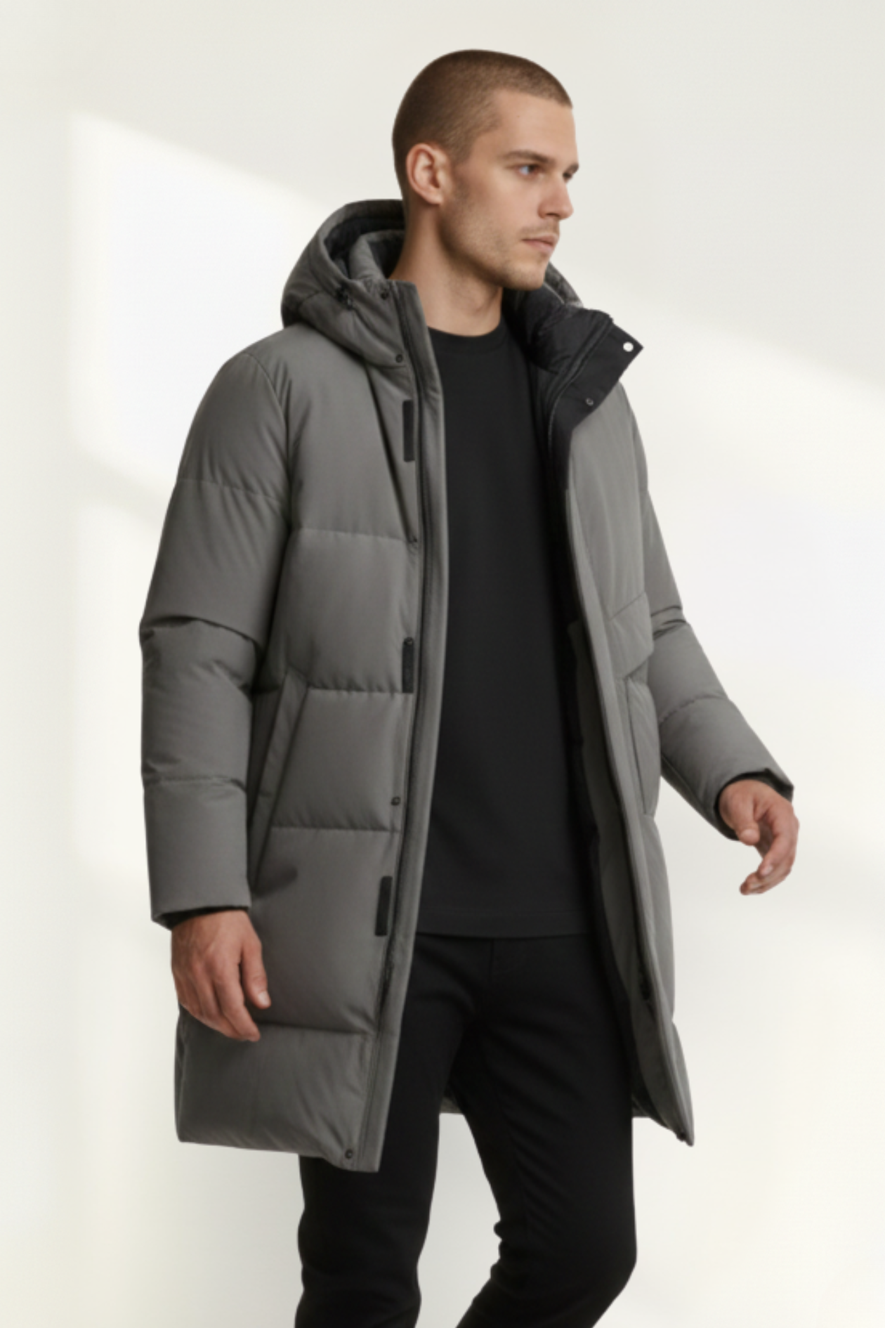 Abrigo largo hombre con capucha
